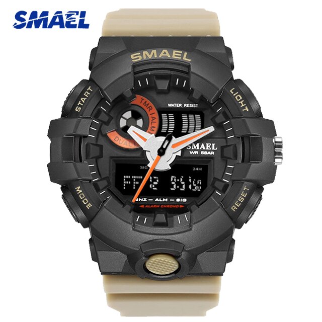 SMAEL Blue Camouflage Sports Watches Men Digital Wrist watches Man Student Quartz Electronic Dual Display Wristwatches: WS-1642A-07