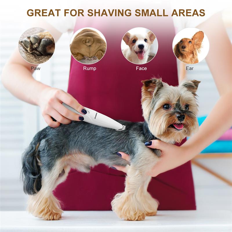 POPETPOP Pet Paw Hair Clipper Rechargeable Pet Hair Grooming Kit Adjustable Multi-Functional Dog Feet Hair Shaver (White)