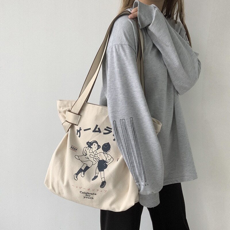 Vrouwen Canvas Tassen Japan Studenten Schouder Katoenen Doek Boodschappentas Eco Opvouwbare Shopper Bag Vrouwelijke Handtas Mijn Andere tas