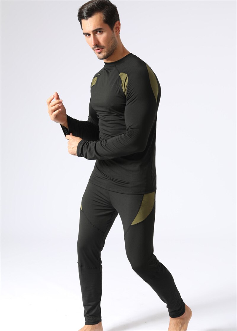 Baselag vinter cykel undertøj sæt kompression fleece stretch tights lange johns quick dry sportstøj fitness undertøj