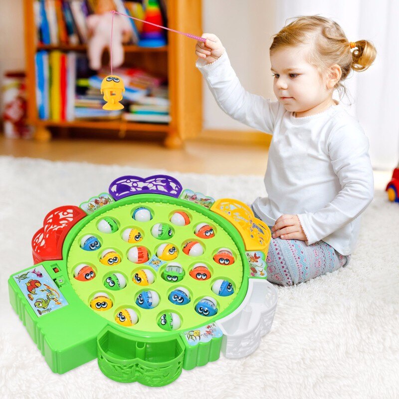 freundlicher Angeln Spielzeug Elektrische Rotierende Angeln Spielen Spiel Musikalische Fisch Platte einstellen Magnetische draussen Sport Spielzeug für KidsGifts