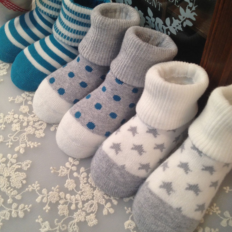 3 Pairs/lot Newborns Socks Girl Boy Socks 0-6 Baby Cotton Thickening 5 Socks Short and Infant Winter