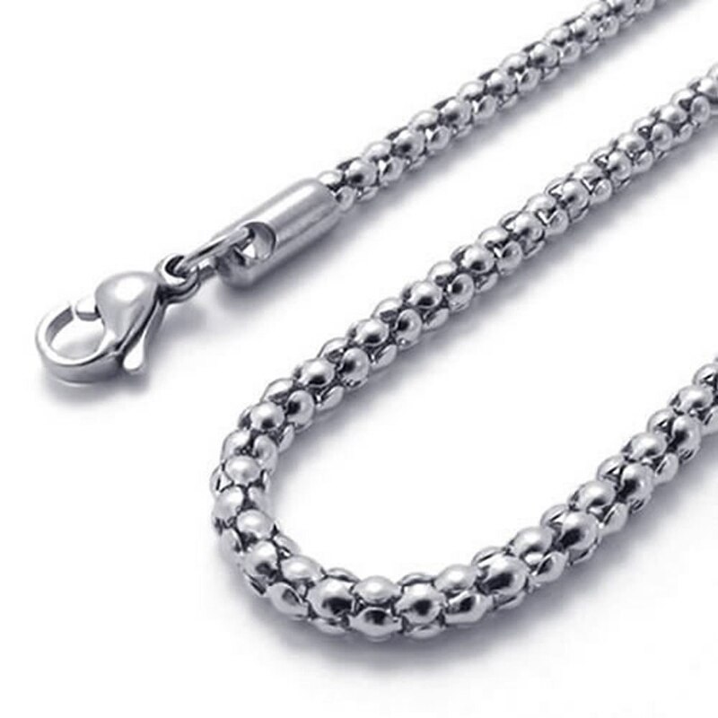 Jewelry men's chain, stainless steel curb chain necklace, silver (3 mm wide, 60 cm long)