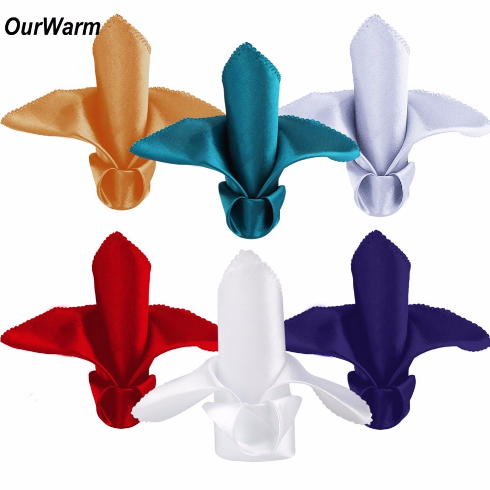 Ourwarm 10 stk bryllup servietter 30 cmx 30cm sateng lommetørkle klut servietter bryllup bord dekorasjon hjem tekstiler