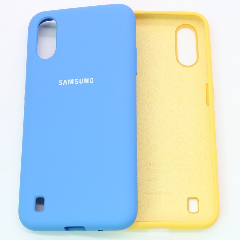 Caso semplice Per Samsung Galaxy A01 SM-A015F Dipinta Del Silicone Della Caramella TPU Della Copertura Posteriore Per samsung galaxy UNA 01 A105 Globale versione: Blue