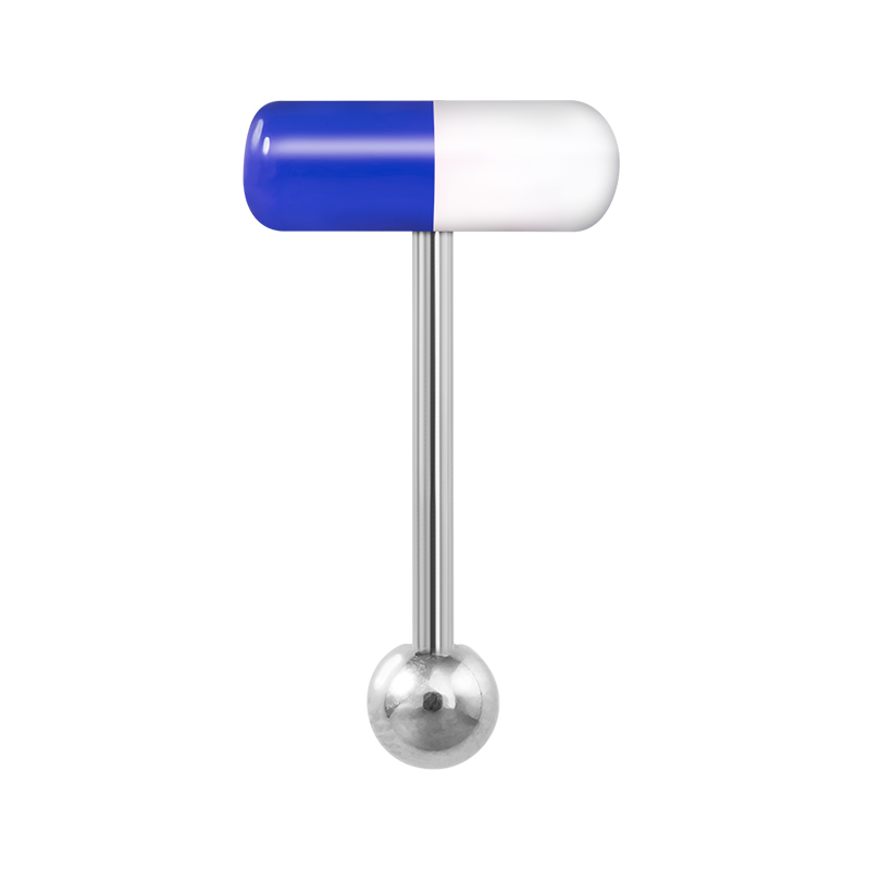 1/3PC Kleurrijke Capsule Tong Ringen Acryl Gemengde Kleur Chirurgisch Staal Tong Piercing Vrouwen Lichaam Sieraden: Black / Licht Geel Kleur