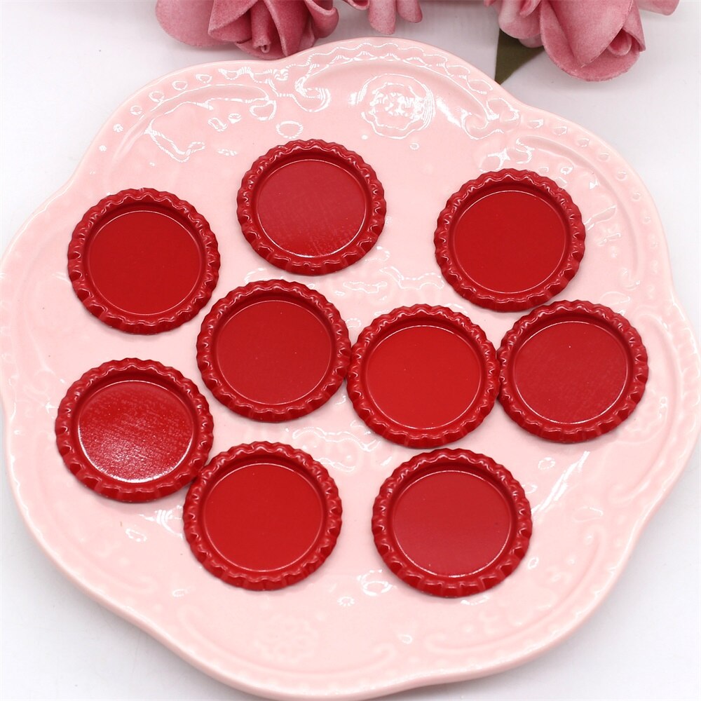 KSCRAFT Bottle Crown Caps 20 Flattened Bottle Caps With 20pcs Glitter Epoxy Dot Stickers For Crafting Bows Pendant: Red
