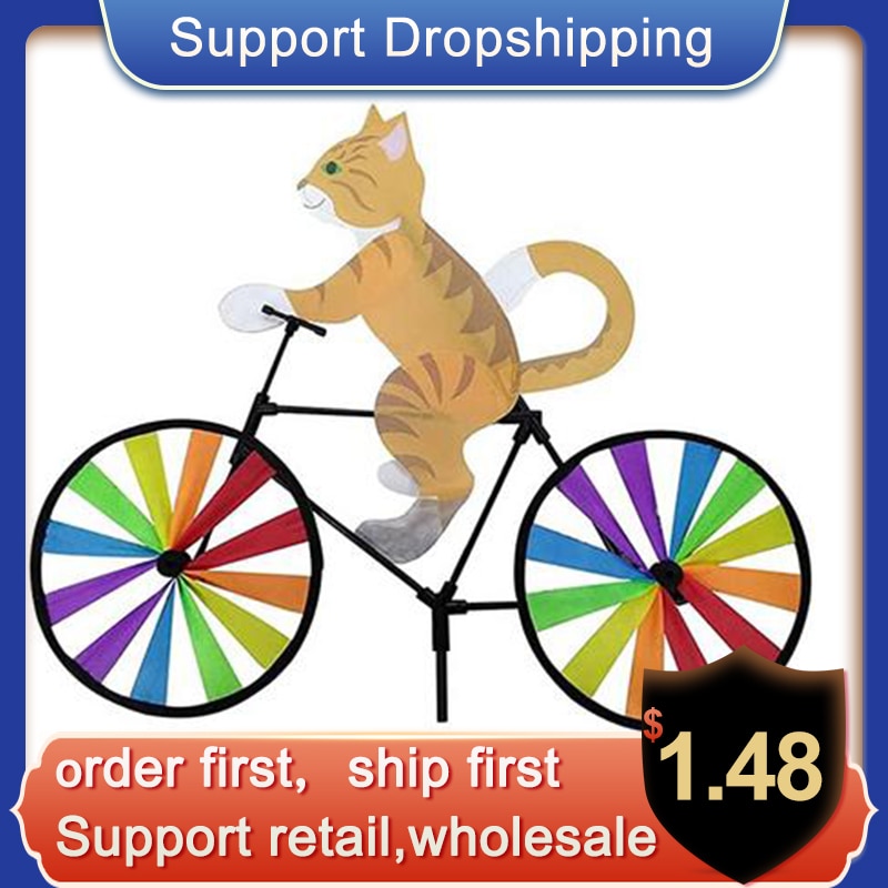 Funny Animal Bike Wind Spinner 3D Kleur Kat Puppy Windmolen Outdoor Tuin Decoratie Thuis Yard Art Decoratie