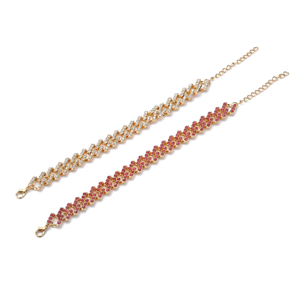 Cuban Link chain Bracelet set Iced Out Rhinestone Cherry Bracelets for Women Luxury wrist chains Crystal Jewelry