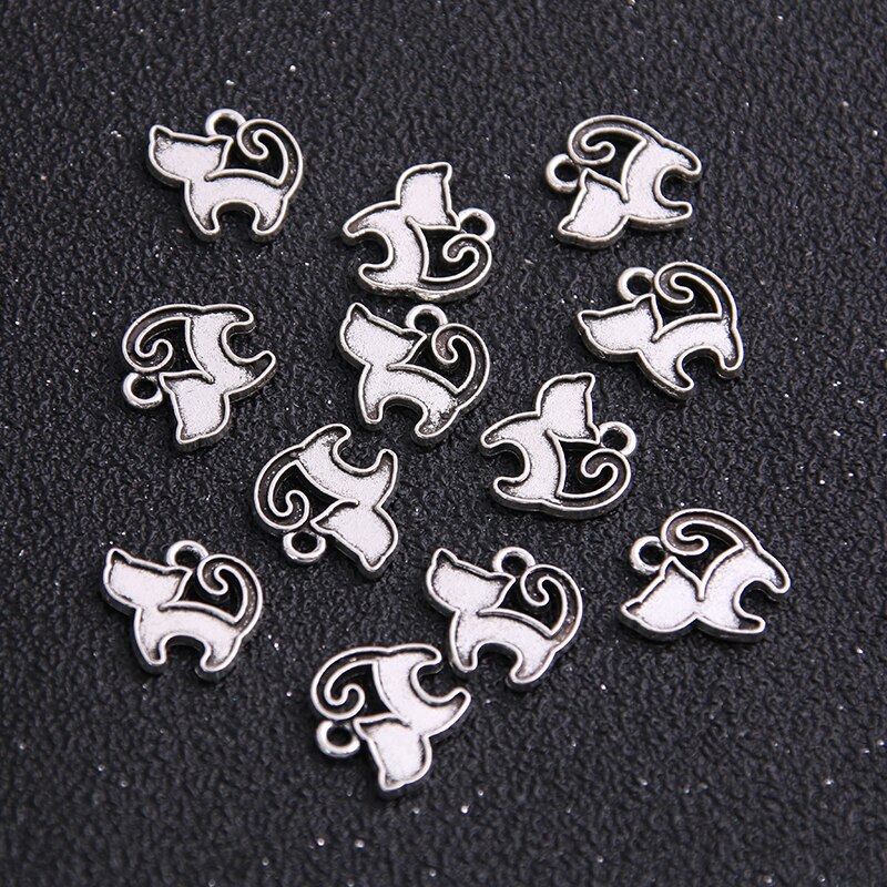 30PCS 13*13mm Product Two Color Small Cat Charms Animal Pendant Jewelry Metal Alloy Jewelry Marking