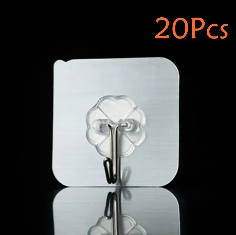 5/10/20 Pcs Door Hook Adhesive Wall Hooks Transparent Anti-skid Traceless Heavy Duty Stick on Hook Bathroom Kitchen Wall Sticker: Pink