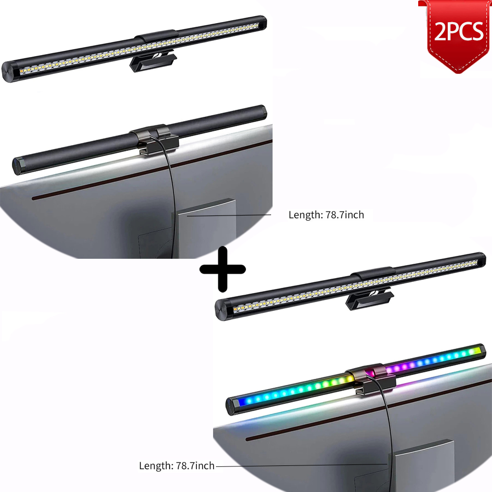 Barra de luz LED para Monitor, luces colgantes para pantalla de ordenador, lámpara de mesa de atmósfera RGB para trabajo, estudio, lectura de juegos, iluminación de atenuación, 44cm: Morado