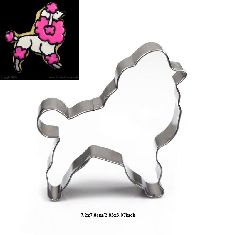 Dier honden katten kitty puppy klauw bone rvs cookie cutter party Biscuit mold fondant cake Gebak decor cupcake topper: Poodle