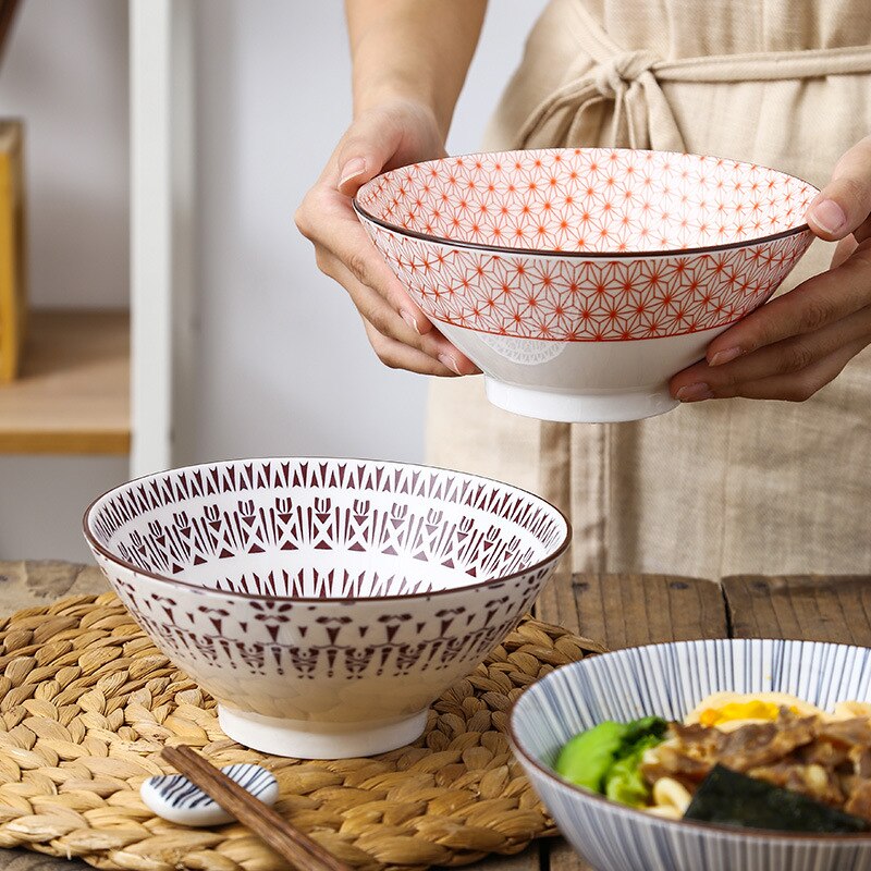Salade Soep Ramen Kom, 32 Oz Stapelbaar Ronde Fijn Porselein Granen Pasta Serveerschaal, grote Capaciteit Microwavable Keramische Bowls