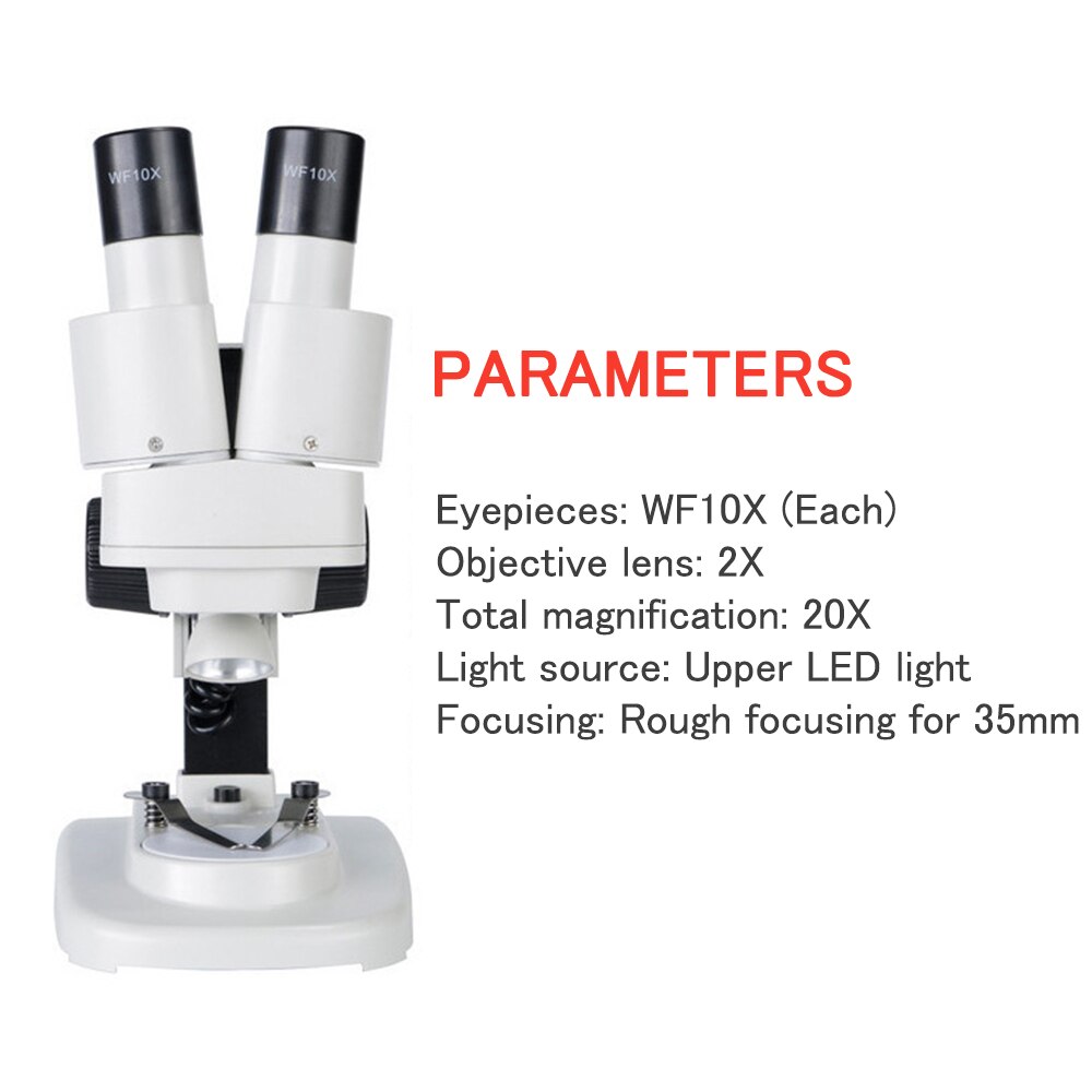 Métal 20X LED enfants Microscope loupe biologique binoculaire Microscope expérience scientifique loupe microscopique