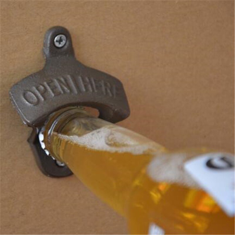 Metal Iron Wall Mounted Bottle Opener with Two Srews Bar Accessories AKUHOME