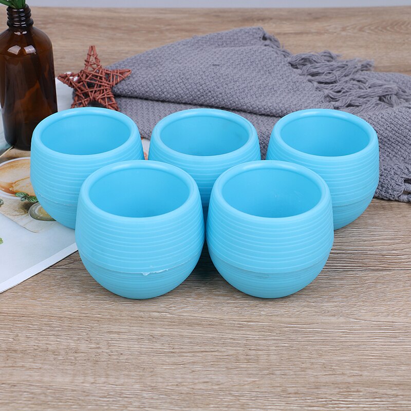 5Pcs Vasi di Fiori Mini Rotonda di Plastica Vaso di Fiori Vivaio Vaso di Fiori Bonsai Fioriera Vivaio di Complementi Arredo Casa: Blu