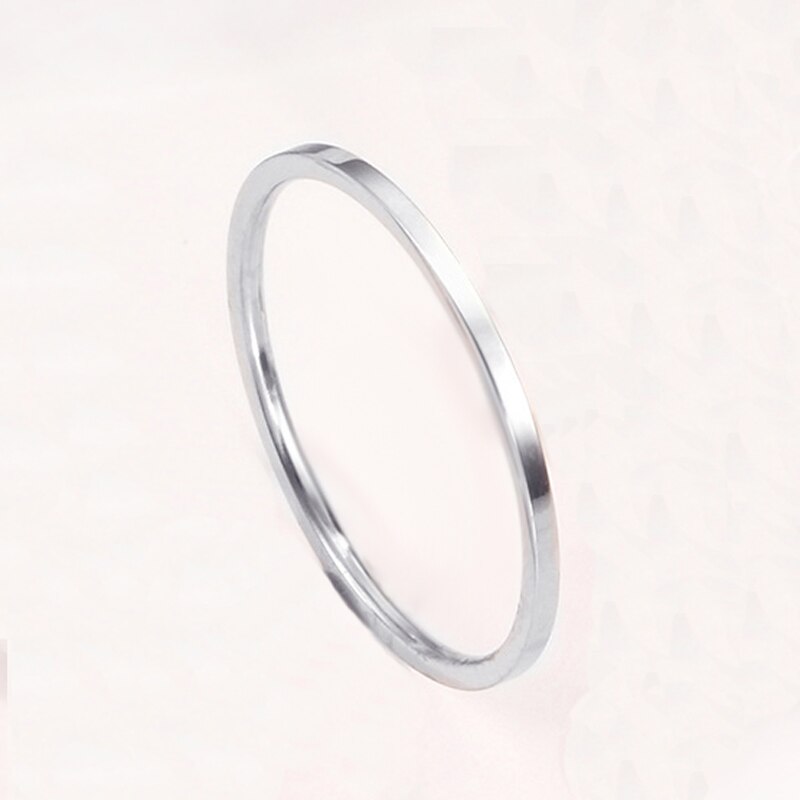Anillo fino de 1mm de acero inoxidable, anillos planos minimalistas simples, joyería para mujer, Color rosa, oro, negro, plata, de amor, tamaño 3 a 10: 6 / Blanco