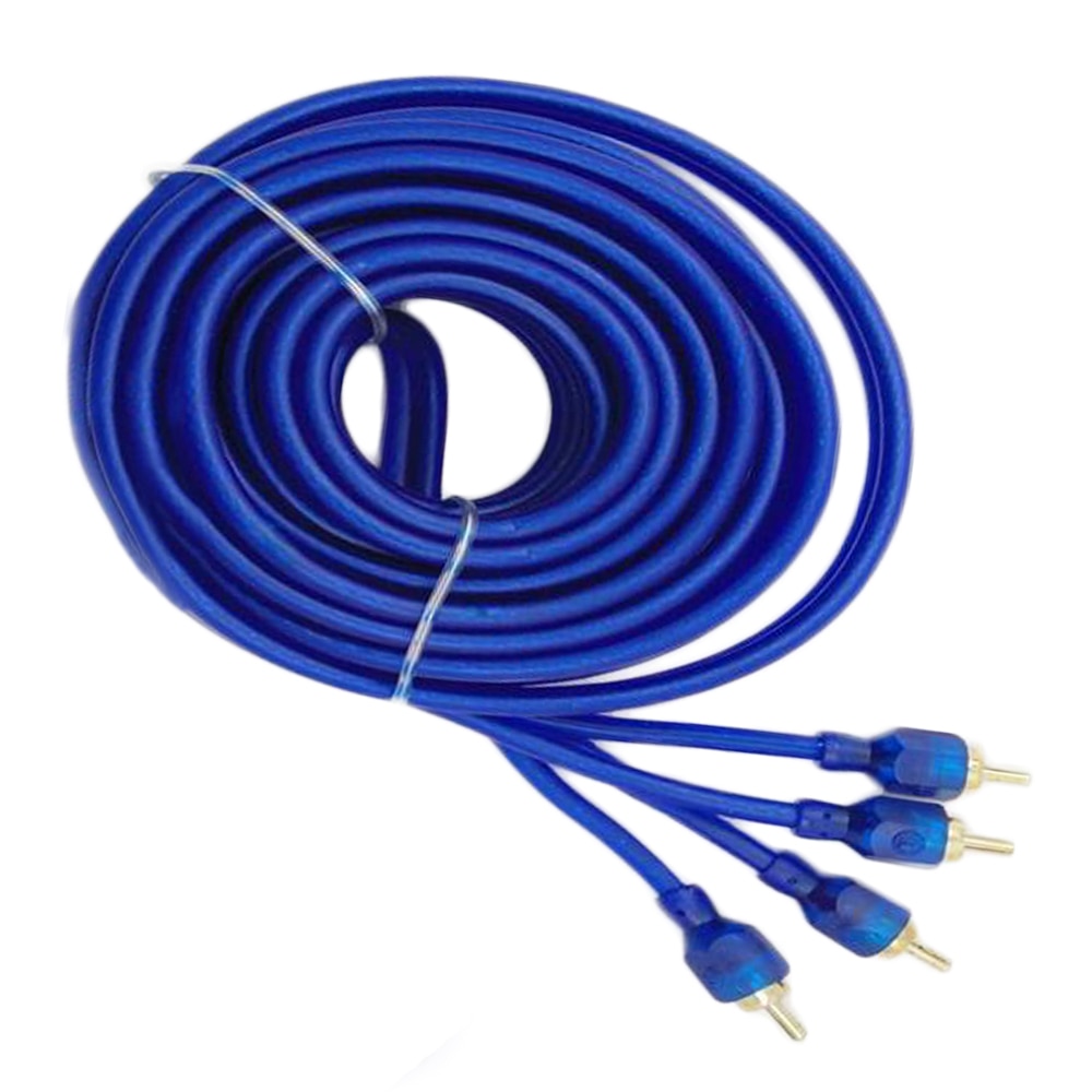 Blue Double-Shielded High-Density Shielding Car Stereo Audio Cable Pure Copper 5 Meters Audio Subwoofer Amplifier Connection