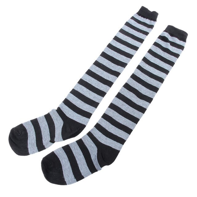Kobiety dziewczęta na podkolanówki zakolanówki długie, w paski pończochy 11 kolorów: szary