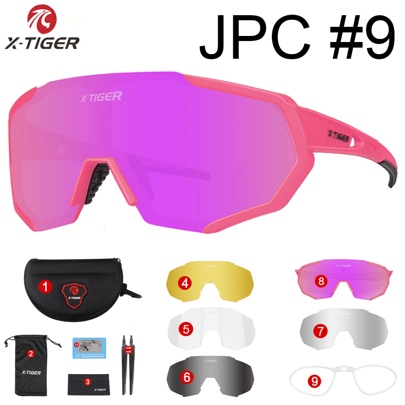 Gafas polarizadas X-TIGER para ciclismo, gafas para deportes al aire libre, gafas para bicicleta de montaña, gafas de sol para hombre y mujer, gafas para ciclismo: JPC09-5 lens