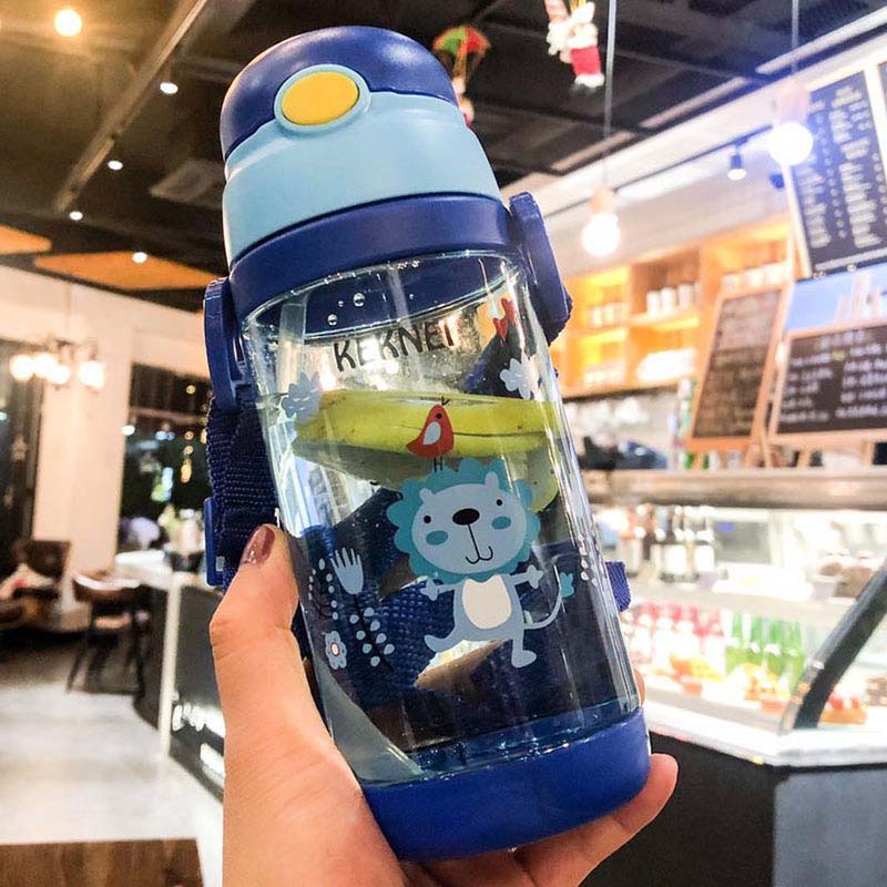 350ml Baby Feeding Cup with Straw Children Learn Feeding Drinking Bottle Kids Training Cup With Straw Taza De Bebe: 500ml Blue Strap