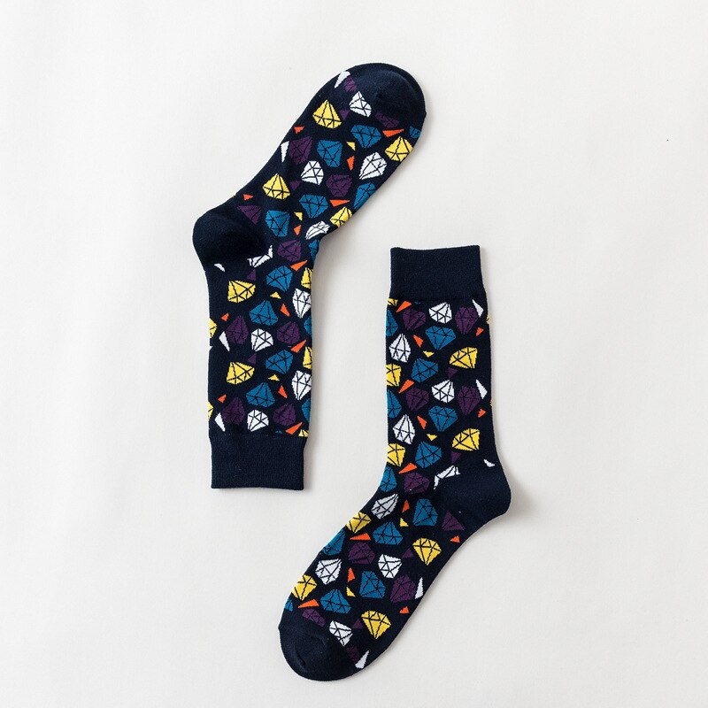 Cool estilo callejero de Harajuku Crazy Cartoon divertido mujeres Casual calcetines hombres cortos calcetines de hip hop hombres novedad feliz algodón colorido Socs: Black diamond 16
