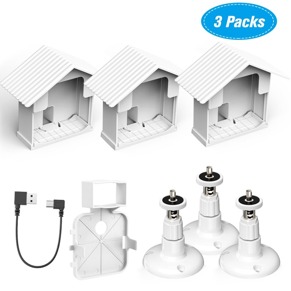 3 Packs Wall Mount Bracket Kit for Blink XT Camera Weatherproof 360 Degree Protective Anti Glare UV Camera Security System: Ivory