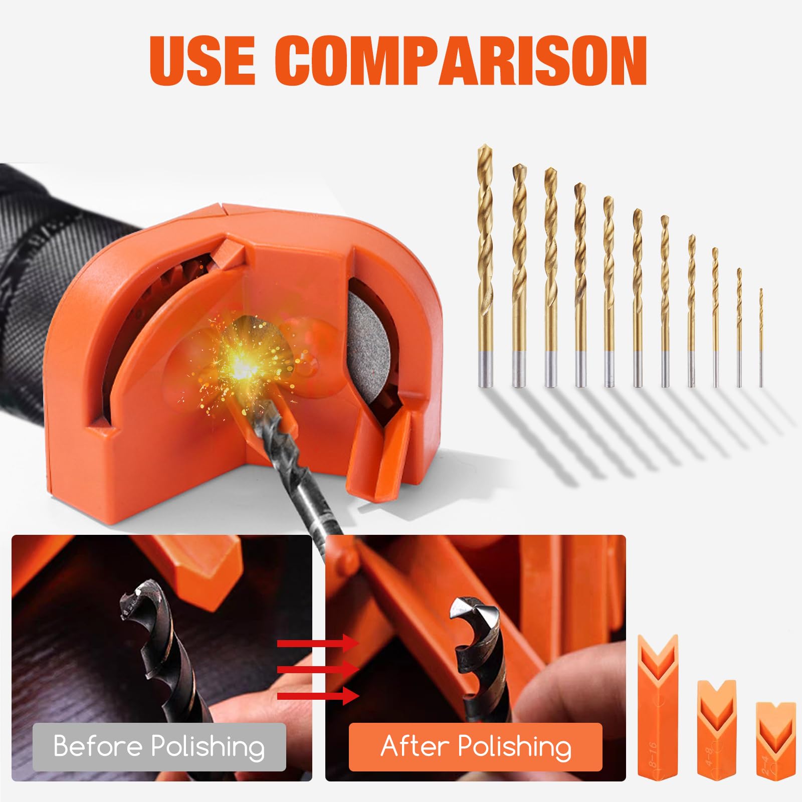 Drill Bit Sharpener Metal drill sharpener Electric Drill Bit Sharpening Tool Multipurpose Double-sided Polishing