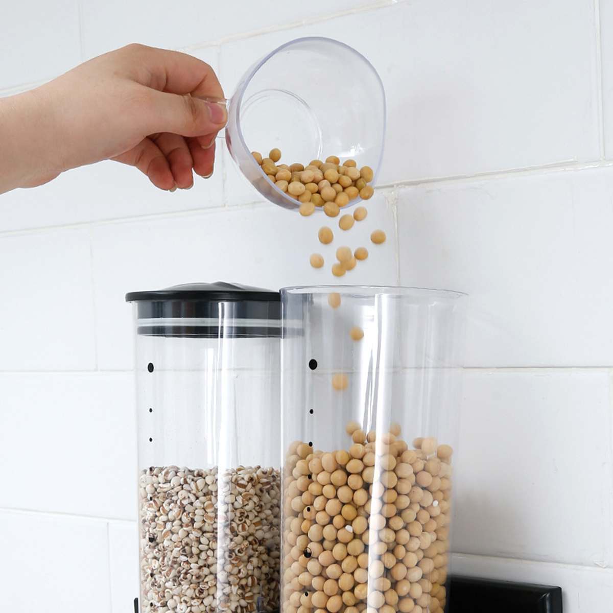 3L Wall Hanging Sealed Storage Tank Kitchen Grain Distributor Food Storage Barrel Cereal Machine wall-mounted storage tank