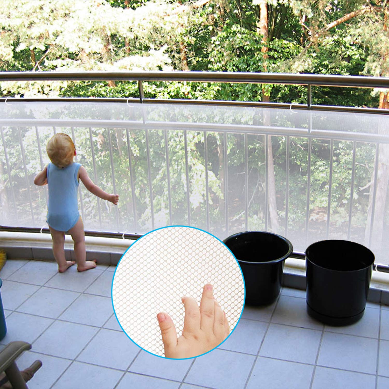 Kids Stairs Safety Net Multipurpose Bannister Guard Deck Fence Durable Child Safety Protective Net Fine Mesh for Balcony Stairs