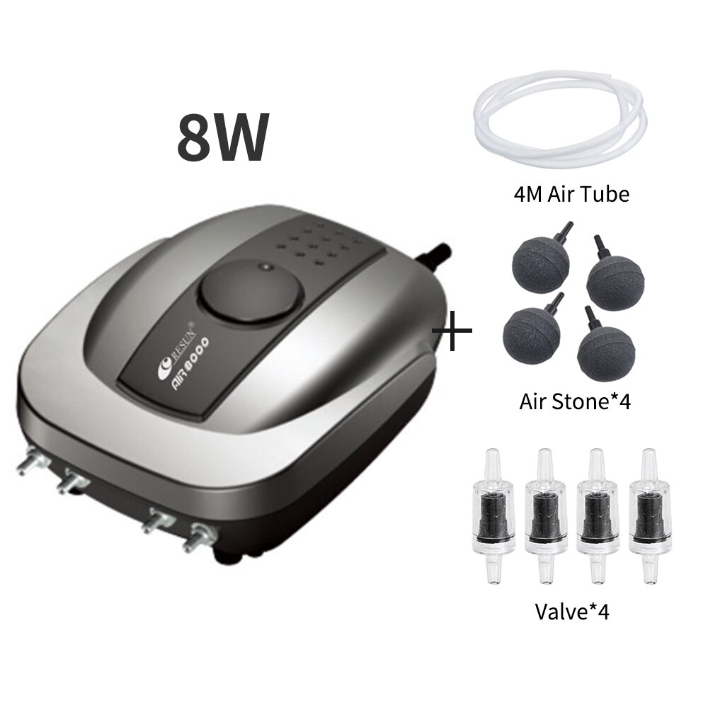 Leistungsstarke Ruhig Aquarium Sauerstoff Luftpumpe Kompressor Aquarium Teich Belüfter Aquarium Air Flow Maker Pumpe Aquarium Zubehör 220V: 8W-TubeStoneValve / US Plug