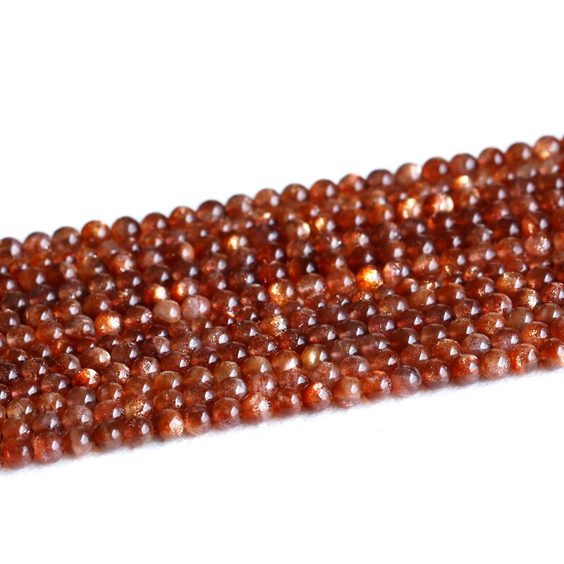 Top Natural Genuine Coffee Gold Oligoclase Sanidine Sunstone Round Loose Beads 15" 05201