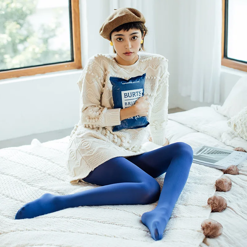 Collants 80D printemps, automne et hiver, chaussettes hautes élastiques anti-crochet en soie bonbon