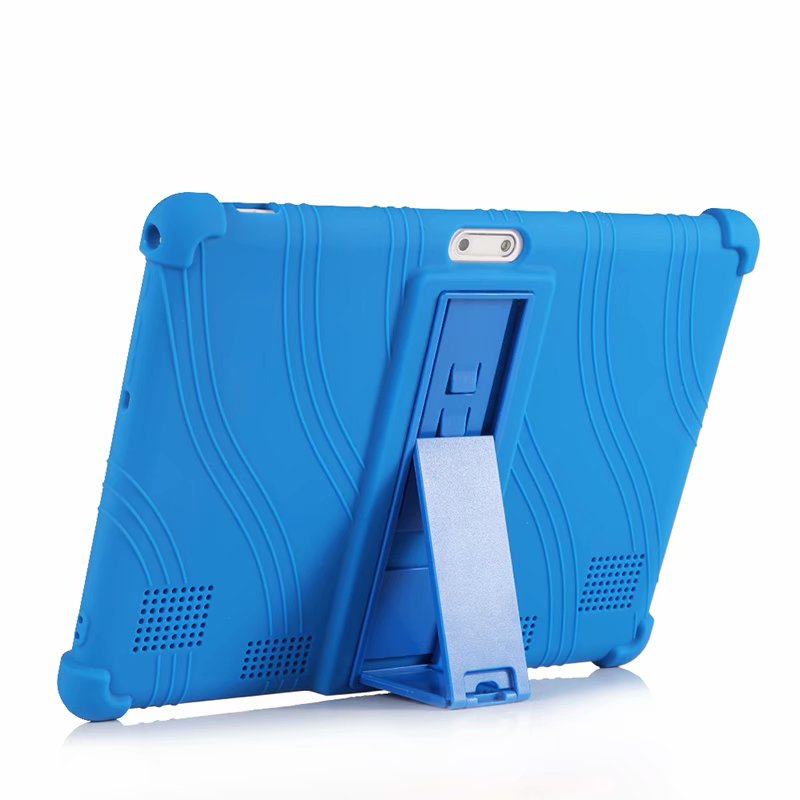 10.1 '' universele zachte siliconen hoes voor 10 10.1 inch android tablet pc schokbestendig effen gekleurde achterkant beschermende schaal + pen: Donkerblauw