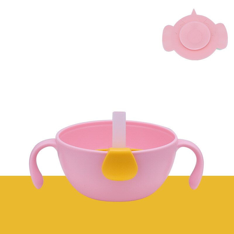 1 ensemble de bol à paille pour bébé, bol à soupe pour bébé avec ventouse, vaisselle d&#39;entraînement anti-chute et anti-brûlure pour enfants: Rose