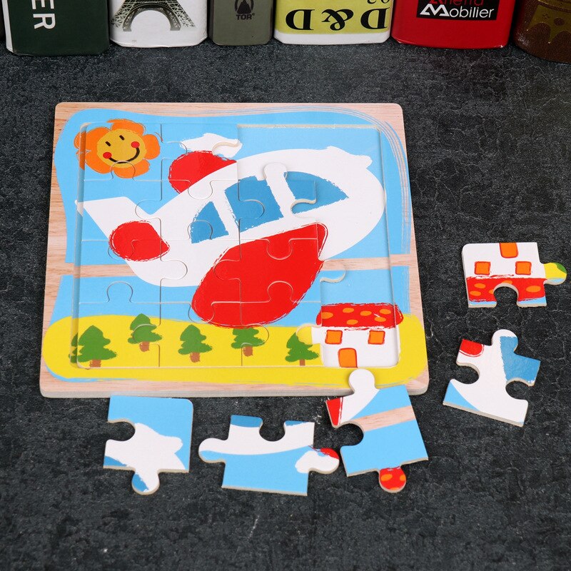 3D Bambini Puzzle giocattolo Di Puzzle Di Legno Bordo Del Fumetto Dei Bambini Intelligenza Traffico Cognitivo Educazione Apprendimento Precoce di legno Giocattoli Di Puzzle