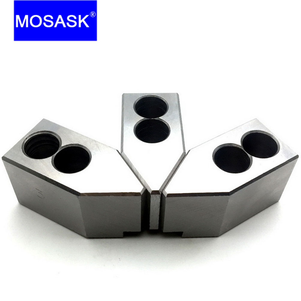 MOSASK 90 60 Degree 5 6 8 10 12 Inch CNC Lathe Chuck Machining Hydraulic Boring Cutting Tool Standard Hollow 3 Soft Jaw