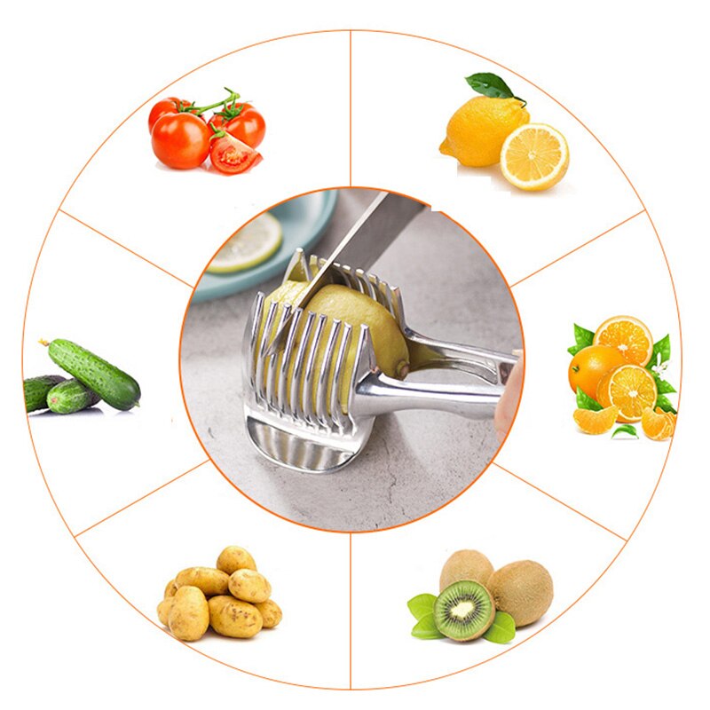 Keuken Gadgets Handige Roestvrij Staal Ui Houder Aardappel Tomaat Slicer Groente Fruit Cutter Veiligheid Koken Gereedschap Accessoires