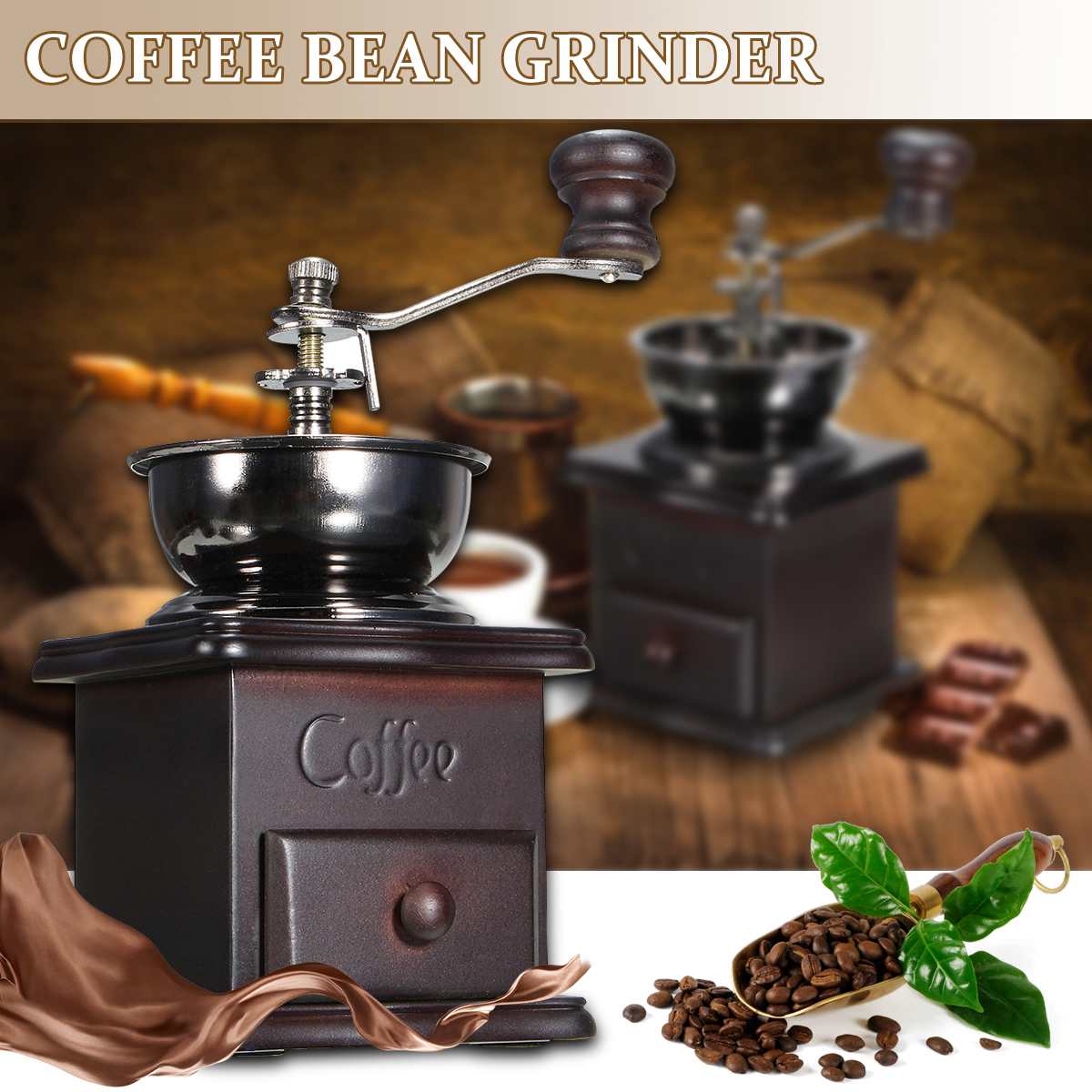 Manuel kaffekværn håndkværn af kaffebønner hånd kaffekværn manuel bønnekværn