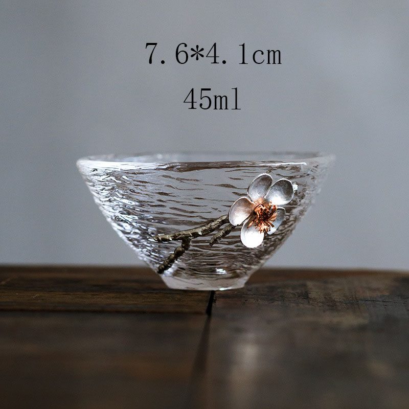 Japanse glazen theekopjes, proefkopjes met kersenbloesem, hoge temperatuur kungfu-theeservies, glaswerk voor thuis, wijnglas, drinkgerei: 2