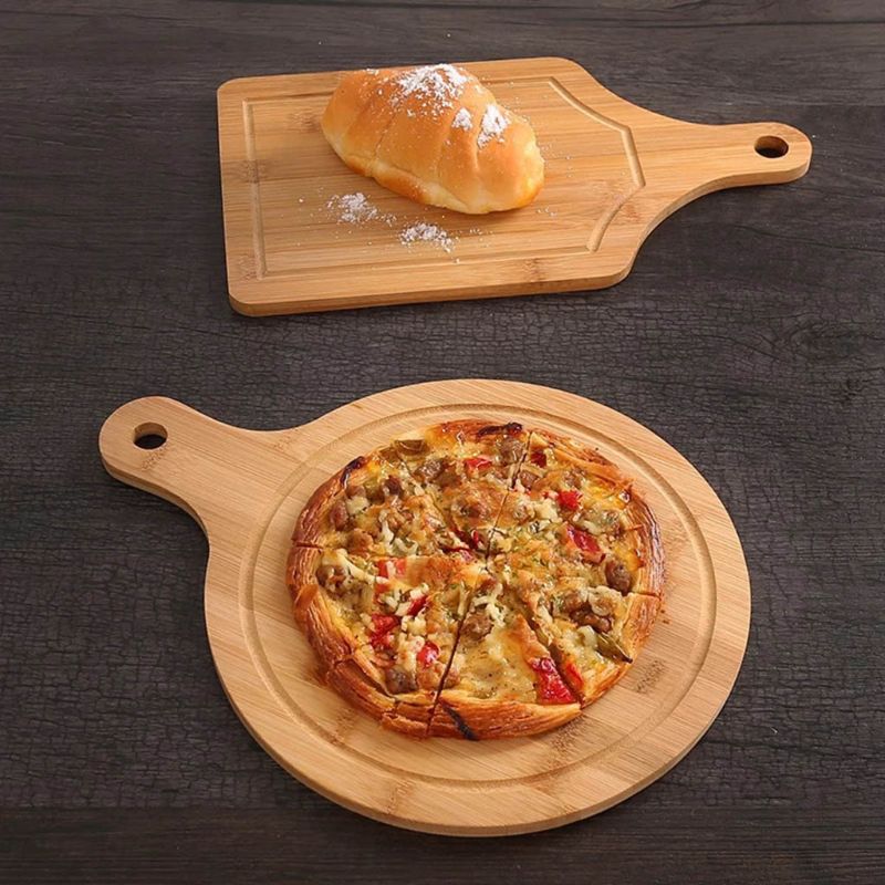 Ootdty træskærebræt frugt pizza brødplade med håndtag holdbart hængbart skærebræt køkken tilbehør
