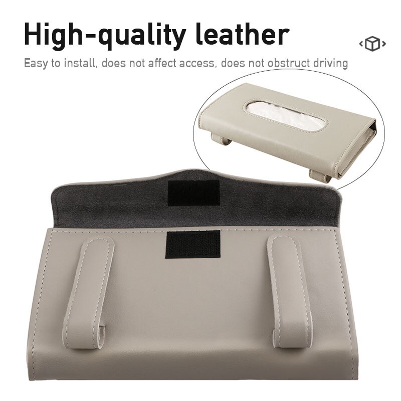 Artificial Leather Car Tissue Bag Hanging Napkin Case Universal Auto Sun Visor Paper Towel Holder Sunshade Tissue Box Accessori