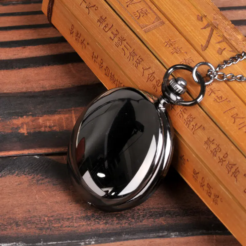 Klassiskt fickur glänsande retro dubbelsidigt ljust kvarts halsbandsur pojkvän vän fickur