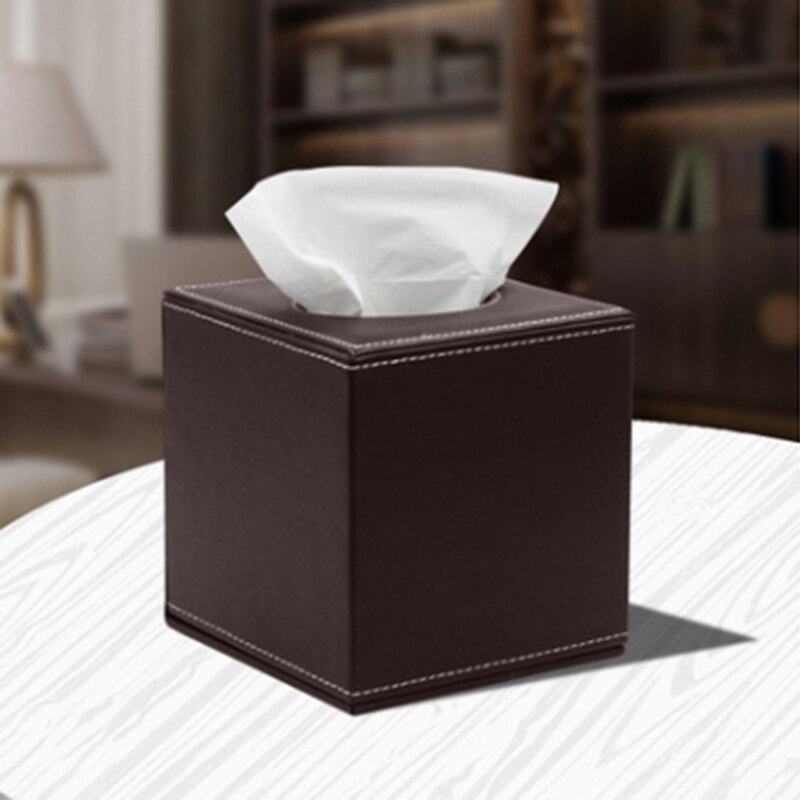 PU Leather Facial Tissue Box, Waterproof Napkin Holder Tissue Box Cover Case for Office Car Automotive Decoration