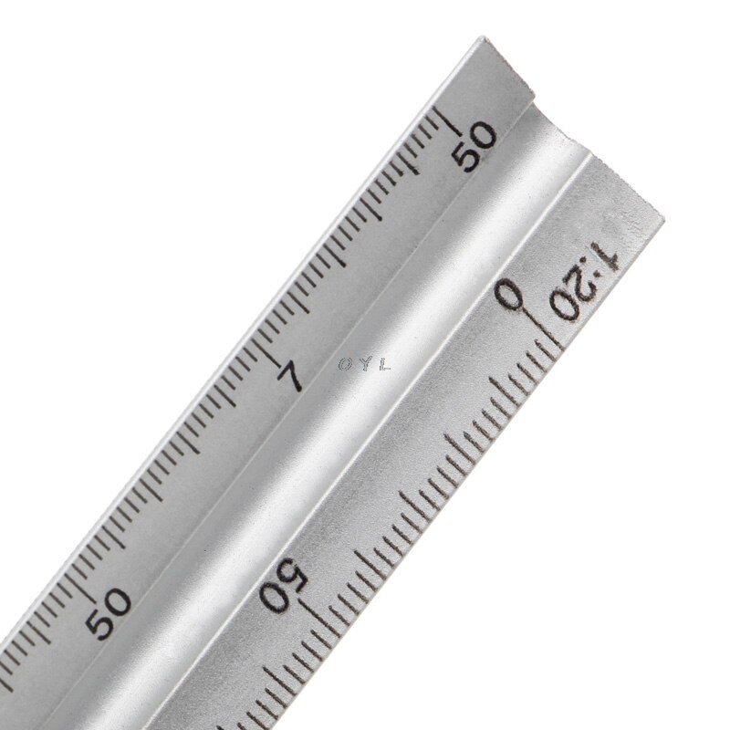 30cm Aluminium Metal Triangle Scale Architect Engineer Technical Ruler 12"