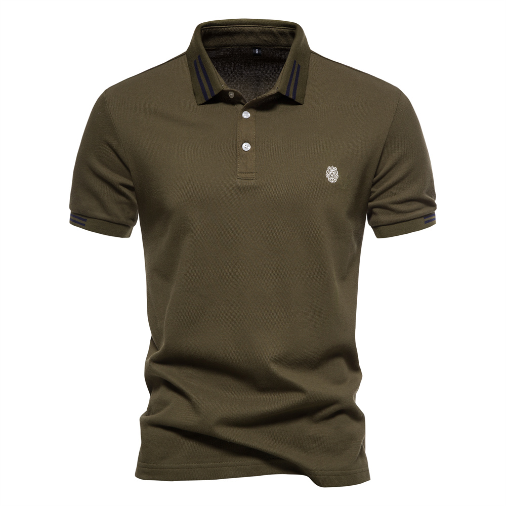 AIOPEON Brand 100% Cotton Men's Polo Shirts Casual Solid Color Short Sleeve Polo Shirts for Men Summer Desinger Clothing Men: XL / Gold