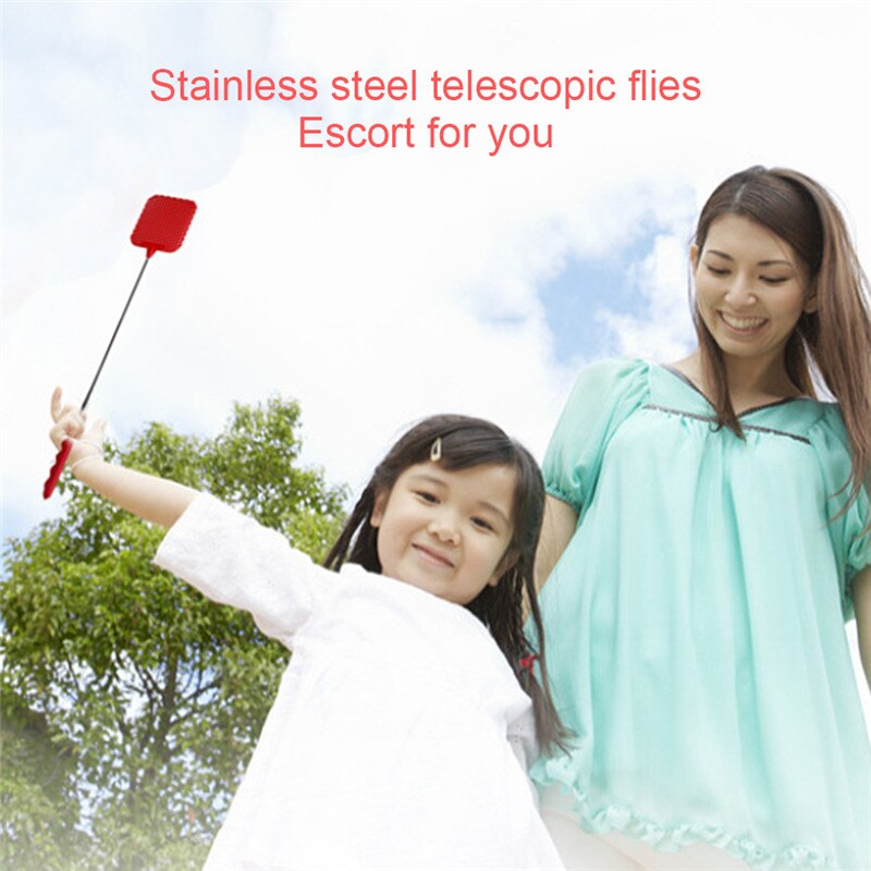 1pcs 73cm Telescopic Extendable Fly Swatter Plastic Simple Pattern Fly Swatter Useful Pest Mosquito Control Tools Pat Pat