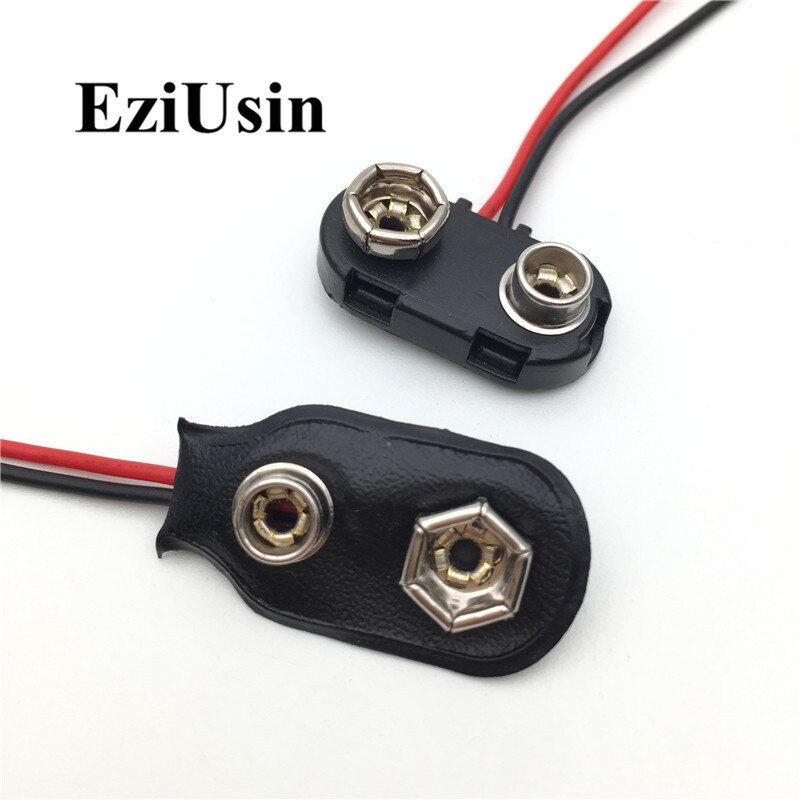 Adaptador de batería 6F22 9V, clip de conector a presión, soporte de cables de plomo DC 5,5x2,1, Clip de cable de alimentación para Arduino BATTERI PLUG, 10 Uds.