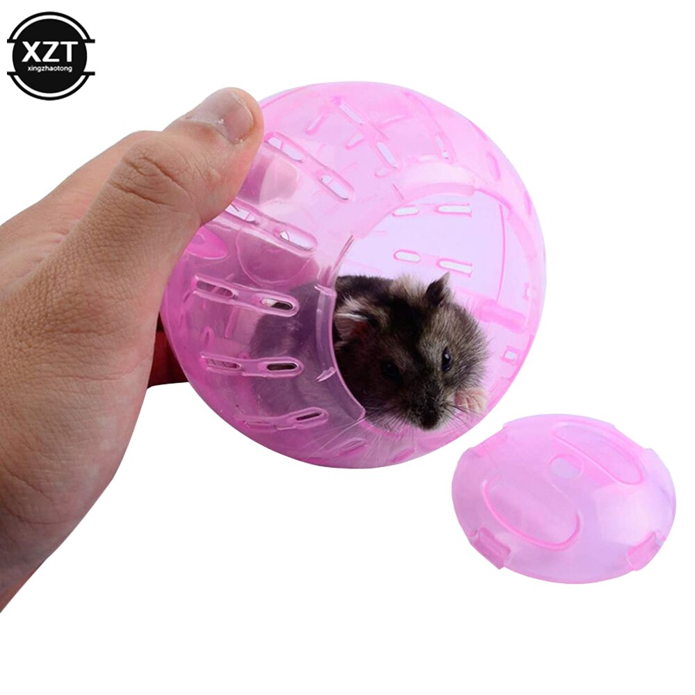 Plastic Pet Rodent Mice Jogging Ball Hamster Gerbil Rat Exercise Portable Funny Solid Hamster Running Balls Toys Accessory pink